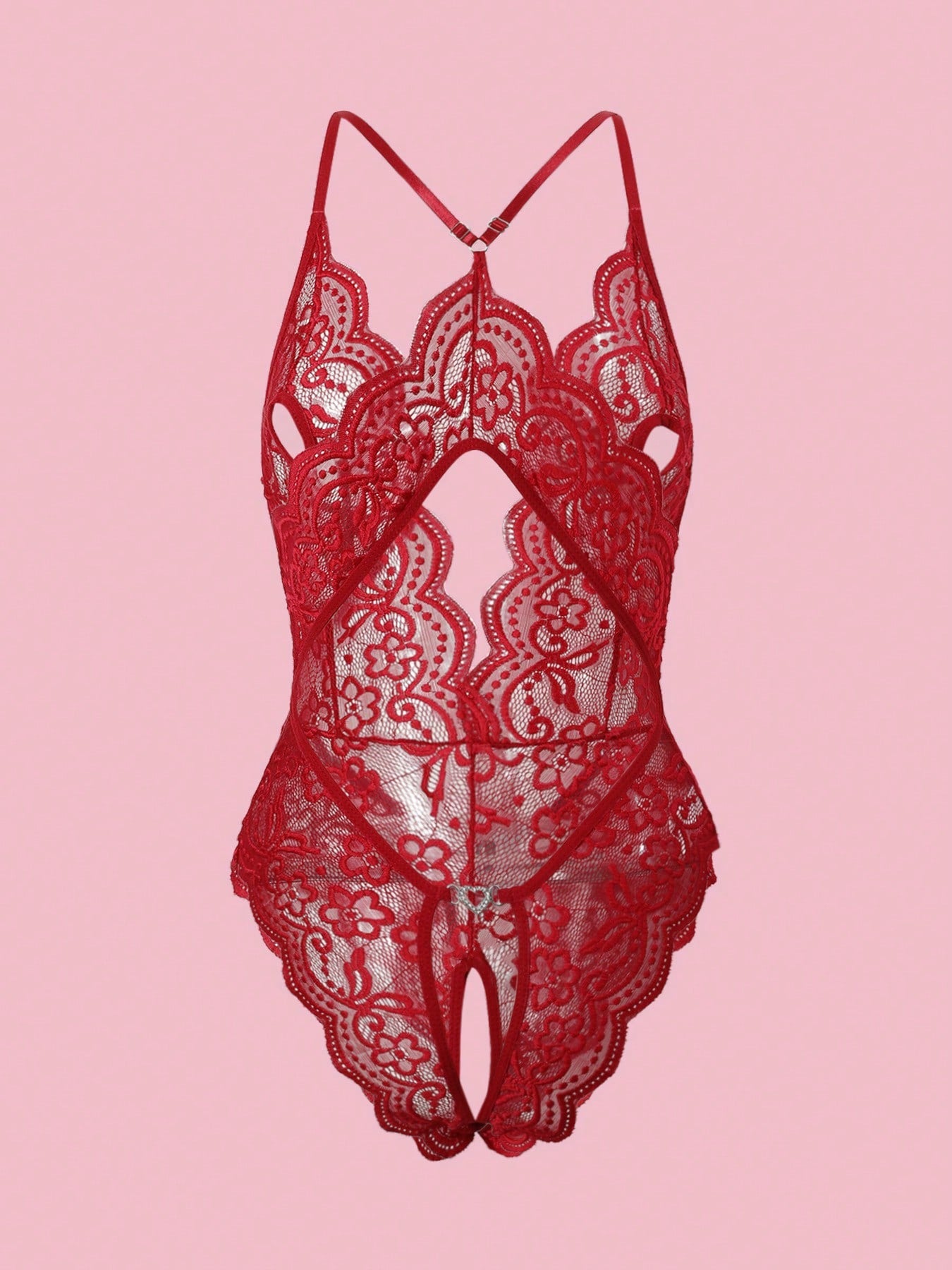 Deep V Lace Backless Bodysuit, Crotchless Open Bra Erotic Lingerie & Underpants, Women's Sexy Clothing