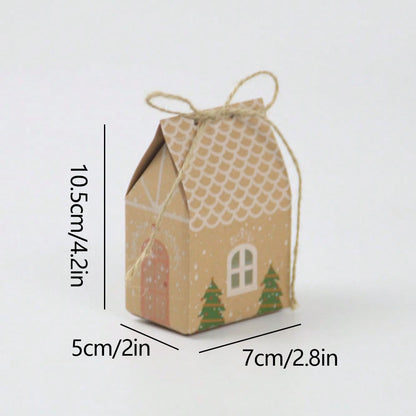 10pcs Kraft Paper Christmas House Gift Boxes, Decorative Packaging Boxes for Holiday Presents, Souvenirs, and Christmas Party Favors