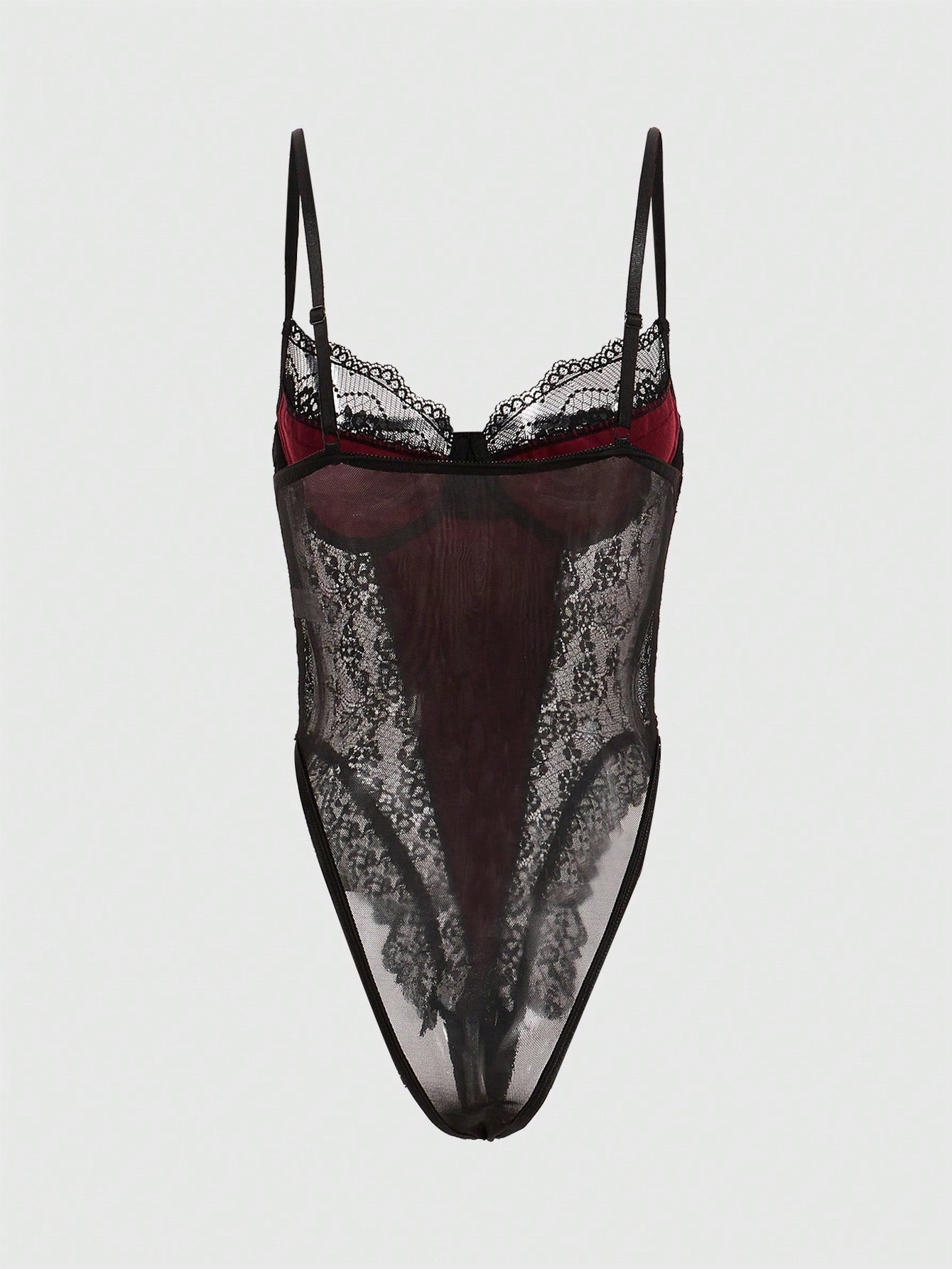 Goth Contrast Lace Sexy Bodysuit Lingerie