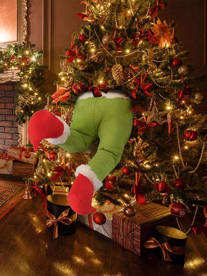 Christmas Elf Legs Tree Topper Decoration, Plush Stuffed Elf Body Ornament for Holiday Trees, Fun Fireplace and Party Decor for Home or Office