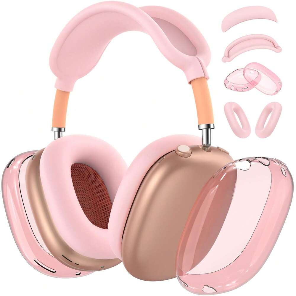 4-in-1 Clear Silicone Protective Set for AirPods Max, Transparent TPU Headband & Ear Cup Covers, Anti-Scratch Compatible with AirPods Max (USB-C)