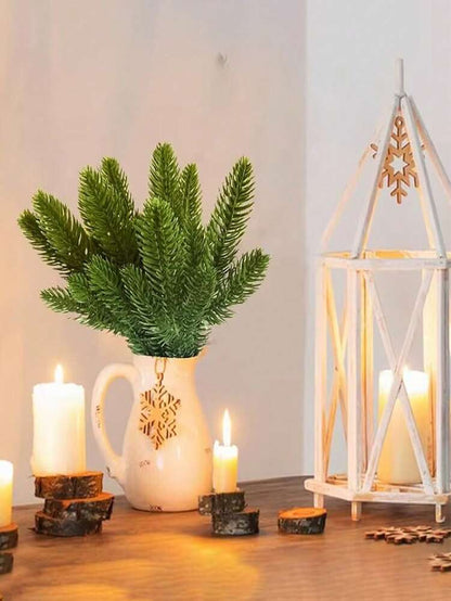 50pcs Artificial Pine Branches, Flexible Green Needles for Christmas Crafts, Tree Fillers, Fireplace Decor, Wreaths, and Gift Packaging