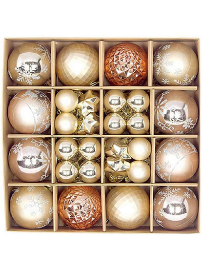 44pcs Sequined Christmas Tree Ball Ornaments, Glitter Decorative Holiday Tree Baubles, Perfect for Christmas Parties and Home Decoration