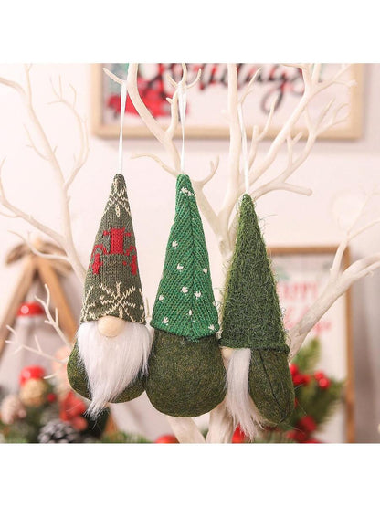 3pcs Knitted Forest Gnome Ornaments, Faceless Plush Dolls for Christmas Tree Decoration, Cute Holiday Figurines for Winter Home and Party Decor