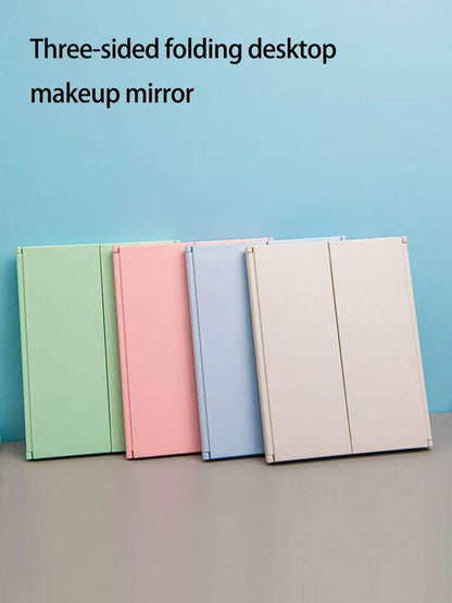3-Sided Foldable Makeup Mirror, Ultra-Thin Portable Vanity Mirror for Travel or Home, Adjustable Compact Beauty Mirror Gift for Women (1pc)