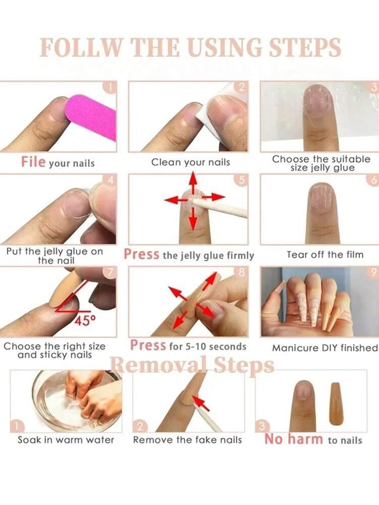 10pcs Square Medium French Press On Nails, Pink White Glossy Minimalist Design, Classic Handmade Nail Set For Women Daily Or Party Wear