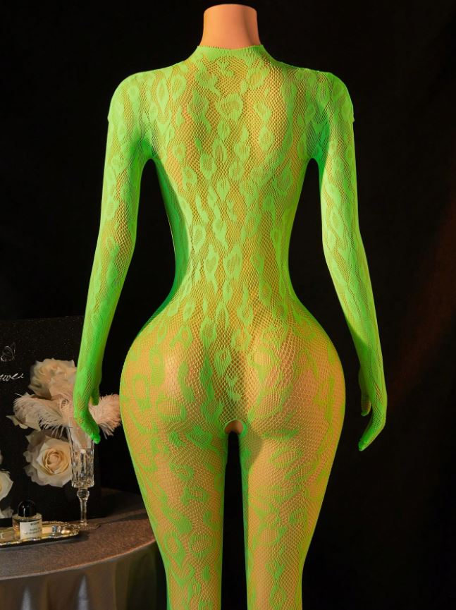 Women's Sexy Lingerie, Sexy Lingerie Fishnet Bodysuit, Crotchless Bodysuit, Leopard Hollow See-Through Long Sleeves, Hot Girl Outfit, Bikini Cover-Up, Sexy Party Role Play Costume Valentine's Day, Black Lingerie